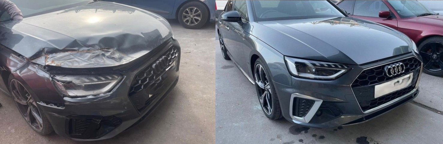 Image of an Audi in the workshop.