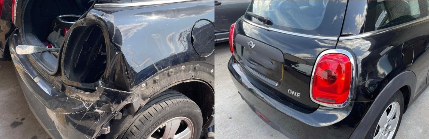 Image of a Mini in the workshop.